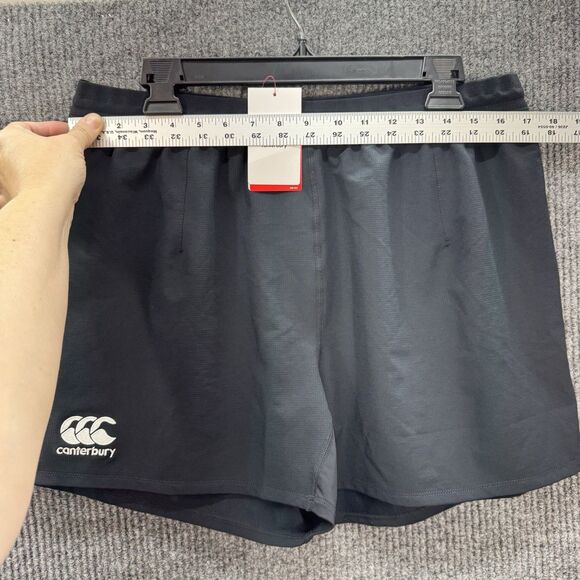 NWT Canterbury Tournament Rugby Shorts Men 2XL Black Stretch Drawstring CCC Logo - Picture 9 of 12